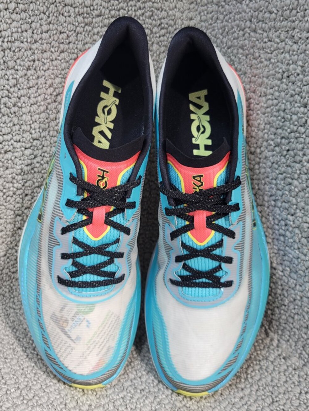 Hoka One Cielo X1 2.0 Unisex Size W12.5 M11.5 Frost Black Running Shoes 1162053